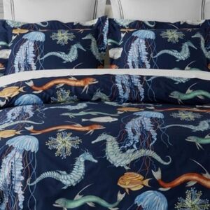 Williams Sonoma Home Deep Sea Printed Organic Bedding Duvet Cover, King/CK
